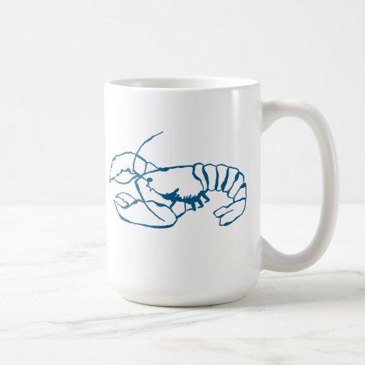 Mug Bleu Homard Mer Animal Simple Plan Dessin (Droite)