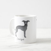 Mug Bleu Italien Greyhound Cute Dessin Chien Avec Nom (Devant gauche)