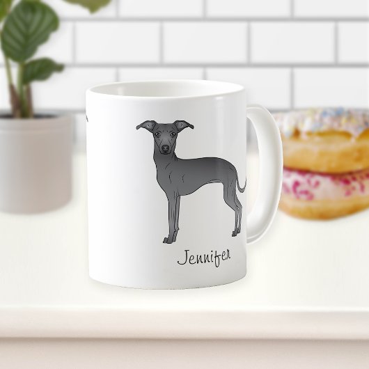 Mug Bleu Italien Greyhound Cute Dessin Chien Avec Nom