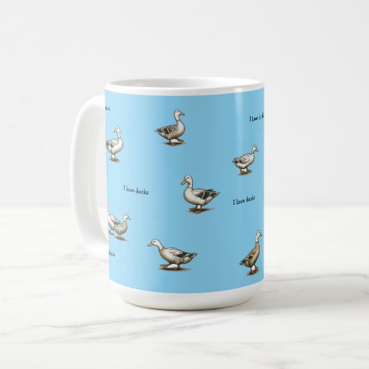 Mug Bleu J'adore Les Canards (Devant gauche)