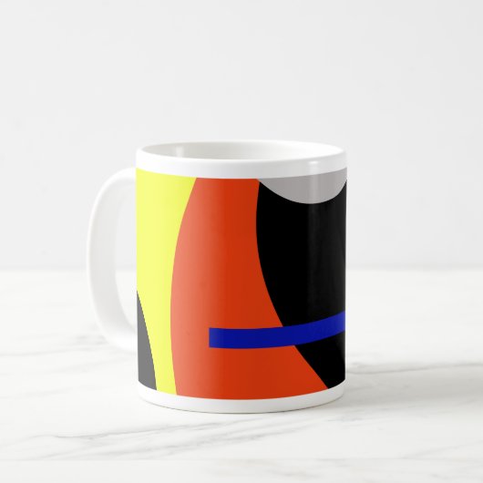 Mug Bleu jaune Art Abstrait (Devant gauche)