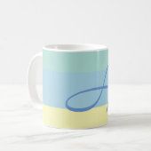 Mug Bleu jaune Bloc de couleur Monogramme initial (Devant gauche)