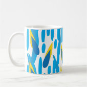 Mug Bleu Jaune Feuilles Abstrait (Gauche)