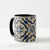 Mug Bleu jaune noir Azuleju espagnol marocain (Devant gauche)
