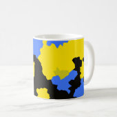 Mug Bleu Jaune Noir Conception abstraite (Devant droit)
