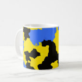 Mug Bleu Jaune Noir Conception abstraite (Devant gauche)