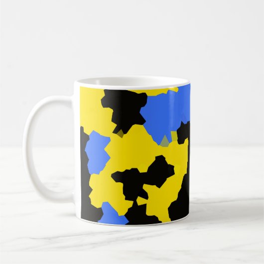 Mug Bleu Jaune Noir Conception abstraite (Gauche)