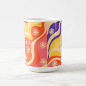Mug Bleu, Jaune, Orange, Rose Floral Abstrait (Centre)