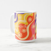 Mug Bleu, Jaune, Orange, Rose Floral Abstrait (Devant gauche)