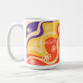 Mug Bleu, Jaune, Orange, Rose Floral Abstrait (Gauche)