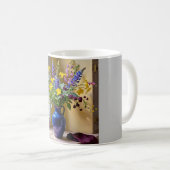 Mug Bleu jaune pourpre fleurit Art (Devant droit)