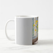 Mug Bleu jaune pourpre fleurit Art (Gauche)