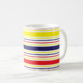 Mug Bleu jaune rouge rayures (Devant droit)