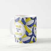Mug bleu jaune volleyball équipe couleurs entraîneur m (Devant gauche)