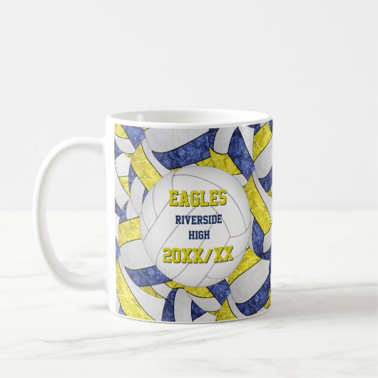 Mug bleu jaune volleyball équipe couleurs entraîneur m (Gauche)