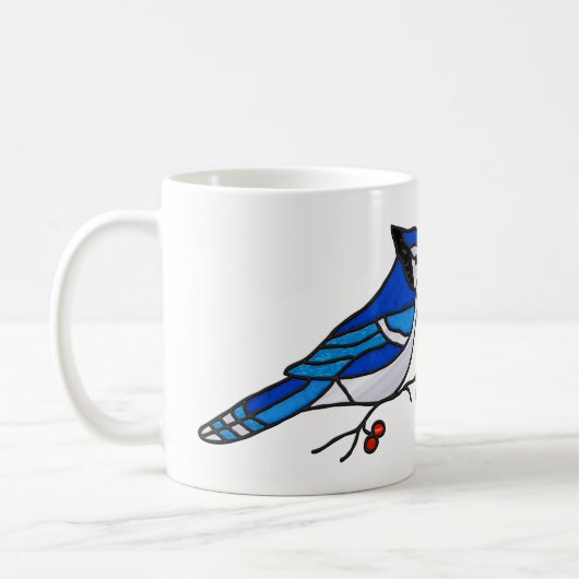 Mug Bleu Jay - Mucheuse à chevalet de soleil (Gauche)
