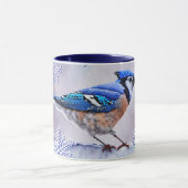 Mug Bleu Jay Oiseau Flocon de neige Musique d'art hive (Centre)