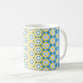 Mug Bleu joyeux à motif jaune (Devant droit)