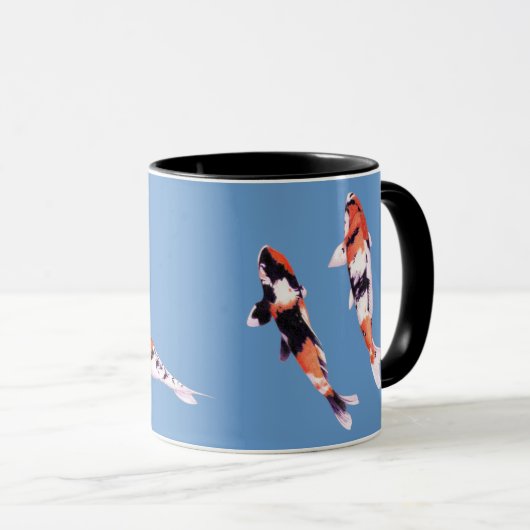 Mug bleu koi flottant (Devant droit)
