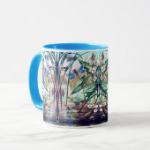 Mug Bleu libellule à l'étang illustration vintage (Devant gauche)