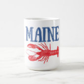 Mug Bleu Maine Texte Aquarelle rouge Homard (Centre)