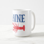 Mug Bleu Maine Texte Aquarelle rouge Homard (Devant droit)