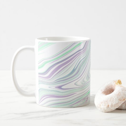Mug Bleu marbré violet vert blanc (Avec donut)