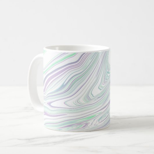 Mug Bleu marbré violet vert blanc (Devant gauche)