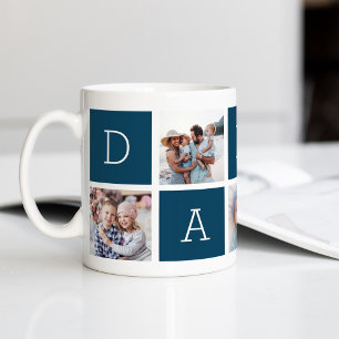 Mug Bleu marin   Custom Daddy 5 Photo Collage