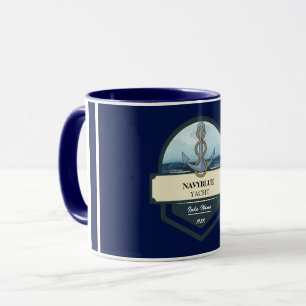 Mug Bleu Marine Ancre nautique club bateau marina