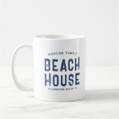 Mug Bleu marine Bleu Nom de famille Maison de plage (Gauche)
