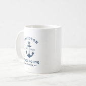 Mug Bleu marine Custom Family Lac House (Devant gauche)