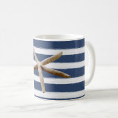 Mug Bleu marine et blanc Grandes étoiles de mer (Devant droit)