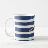 Mug Bleu marine et blanc Grandes étoiles de mer (Gauche)