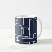 Mug Bleu marine et blanc moderne motif abstrait (Devant droit)