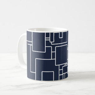 Mug Bleu marine et blanc moderne motif abstrait