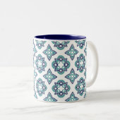 Mug bleu marine et design turquoise (Devant droit)