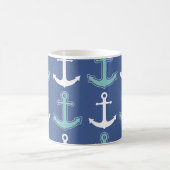 Mug Bleu marine et Teal nautique de motif d'Ancre (Centre)