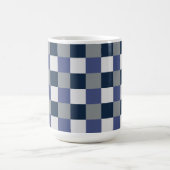 Mug Bleu marine Gris Blanc Damier Vérifications (Centre)