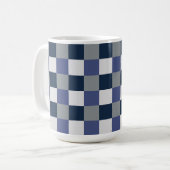 Mug Bleu marine Gris Blanc Damier Vérifications (Devant gauche)
