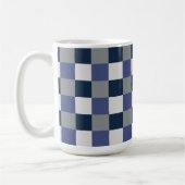 Mug Bleu marine Gris Blanc Damier Vérifications (Gauche)