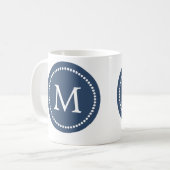 Mug Bleu marine - Musique en céramique Monogramme blan (Devant gauche)
