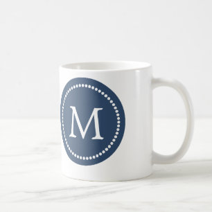 Mug Bleu marine - Musique en céramique Monogramme blan