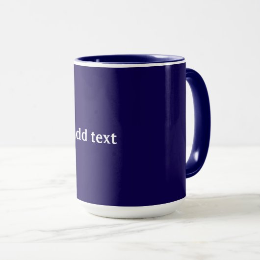 Mug Bleu marine uni, texte blanc, (Devant droit)