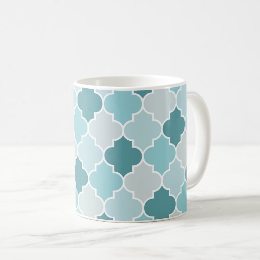 Mug Bleu Marocain Trellis, Lattes, Quatrefoil (Devant droit)