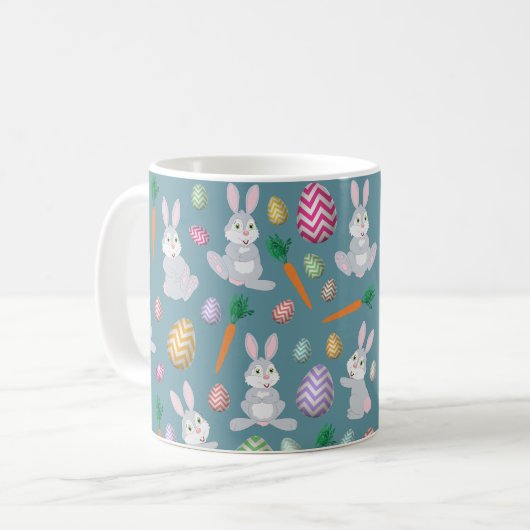 Mug Bleu mignon lapin lapin Motif (Devant gauche)