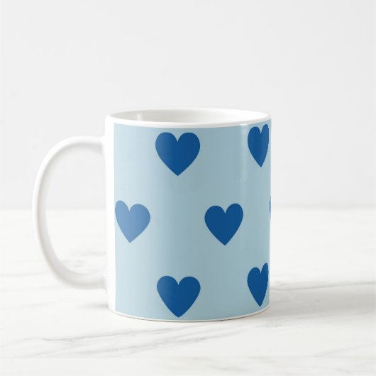 Mug Bleu mignon simple Motif de coeur (Gauche)