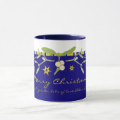 Mug Bleu mistletoe de Noël et rayures merci (Centre)