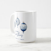 Mug Bleu Moderne Style nordique Ornements Joyeux Noël (Devant gauche)