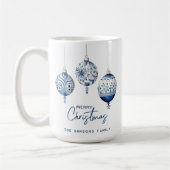 Mug Bleu Moderne Style nordique Ornements Joyeux Noël (Gauche)